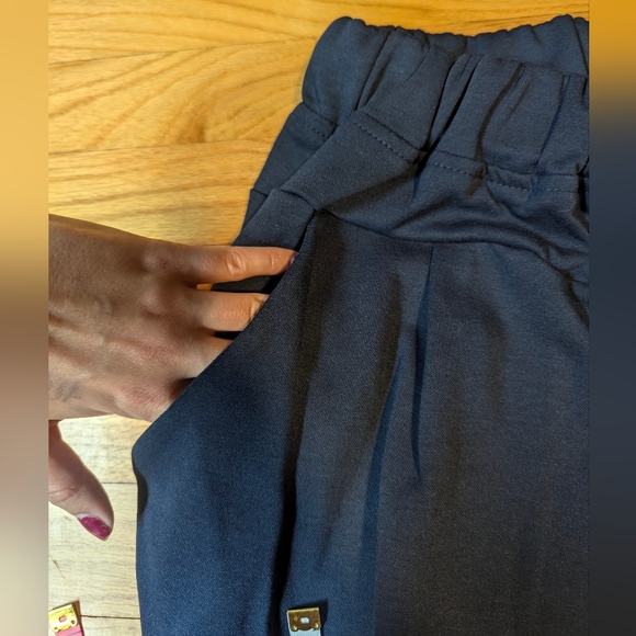 LARGE Navy Sweatpants Elastic Waist Pockets Cotton Blend - Picture 9 of 10